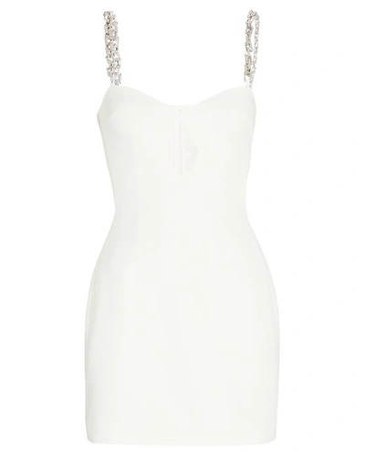 David Koma Crystal Chain Strap Mini Dress In White