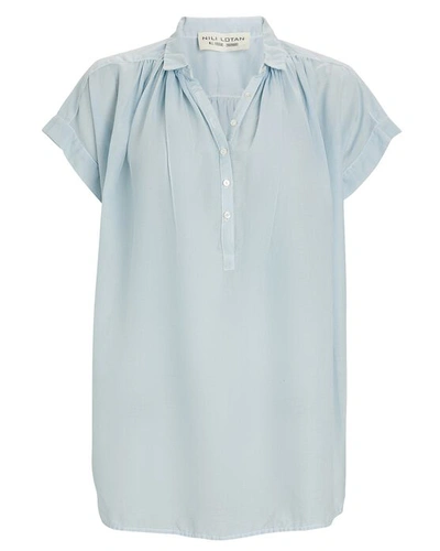 Nili Lotan Normandy Cotton Voile Blouse In Light Blue