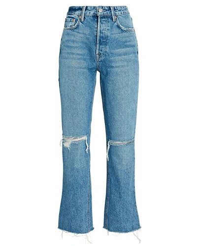 Grlfrnd Karolina High Rise Straight Crop In Blue