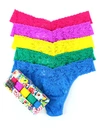 Hanky Panky Women's Signature Lace Low Rise Thong Panty Pack Of 5 In Brilliant Blooms