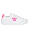 VERSACE WHITE AND FUCHSIA LEATHER MEDUSA trainers,DST644D 1A008162W360