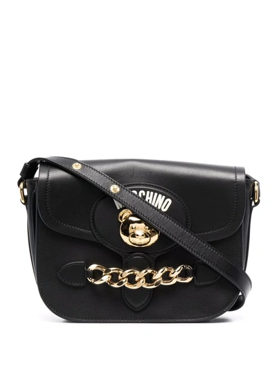 Moschino Teddy Logo-print Shoulder Bag In Black