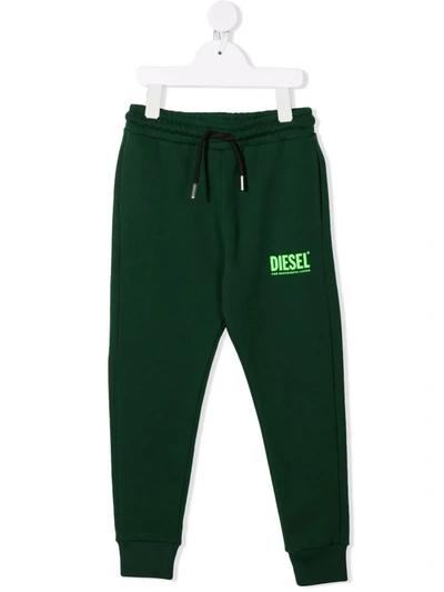 Diesel Kids' Logo-print Sweatpants In Green