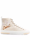 See By Chloé See By Chloe Aryana High Top Logo Print Fabric Sneakers In Beige