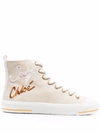 See By Chloé See By Chloe Aryana High Top Logo Print Fabric Sneakers In Natural