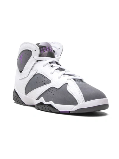 Jordan Kids' Air  7 Retro "flint 2021" Trainers In White/purple/grey