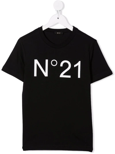 N°21 Kids' Logo-print Cotton T-shirt In Black