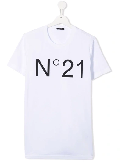 N°21 Kids' Logo-print Short-sleeve T-shirt In White