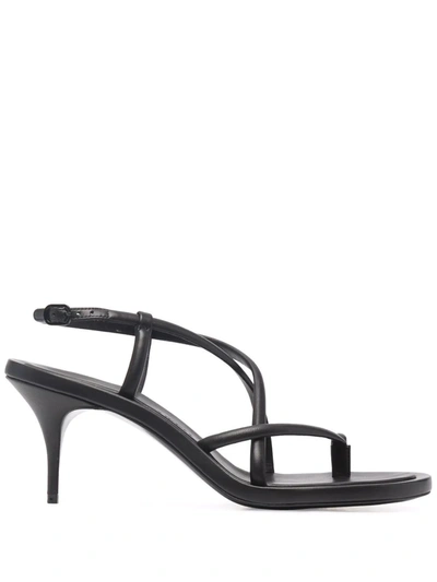 Alexander Mcqueen 80mm Leather Thong Sandals In Ultramarine 213