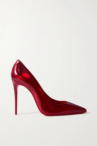 Christian Louboutin Kate 100 Iridescent Leather Pumps In Red