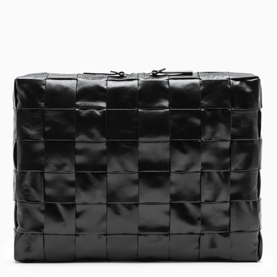 Bottega Veneta Black Maxi Woven Soft Briefcase