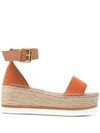 See By Chloé Glyn Leather Platform Espadrille Sandals In Orange