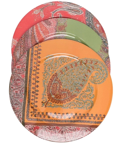 Etro Home Paisley-print Dish Set In Red