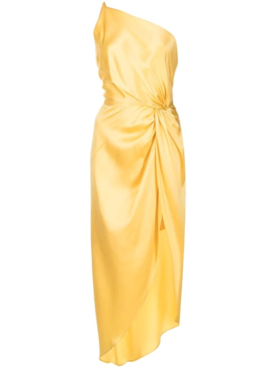 Michelle Mason Twist-knot Silk Dress In Yellow