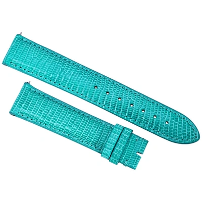 Hadley Roma 20 Mm Shiny Teal Lizard Leather Strap In Blue