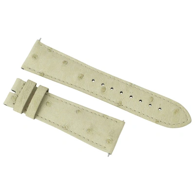 Hadley Roma 24 Mm Ivory Ostrich Leather Strap In Beige