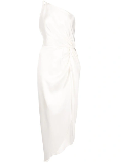 Michelle Mason Twist-knot Silk Dress In Weiss