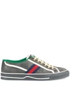 Gucci Off The Grid Webbing-trimmed Monogrammed Econyl Canvas Sneakers In Grey