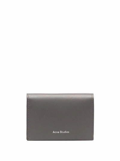 Acne Studios Foil-branded Leather Card Holder In Dark Grey