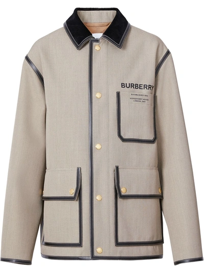 Burberry Horseferry Single-breasted Jacket In Mixed Colours