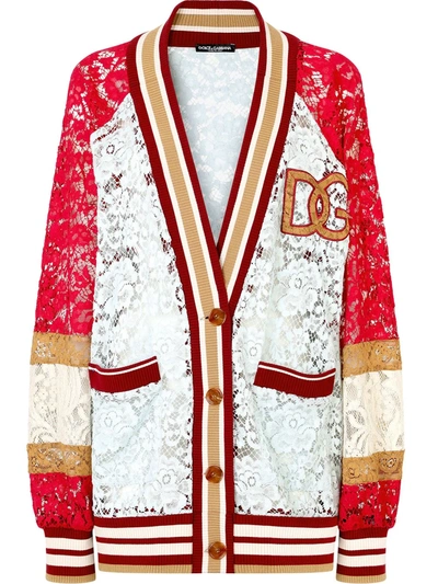 Dolce & Gabbana Lace Bomber Jacket With Contrasting Trims In Multicolor