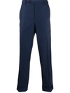 Brunello Cucinelli Virgin Wool Pleated Trousers In Blue