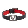 VALENTINO GARAVANI GARAVANI - V LOGO LEATHER BRACELET,VAL84752BCK