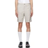 THOM BROWNE OFF-WHITE STRIPED WOOL SHORTS