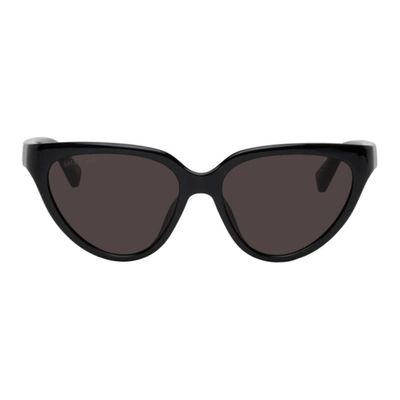 Balenciaga Black Side Cat Sunglasses In Black,grey