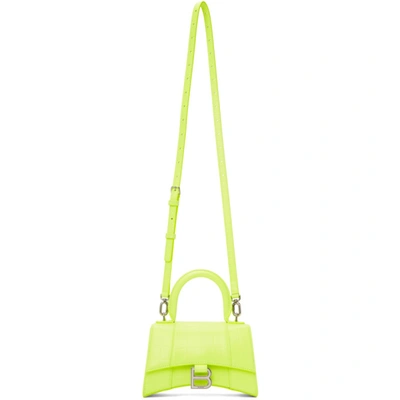 Balenciaga Yellow Croc Xs Hourglass Bag In 7206 Flyllw