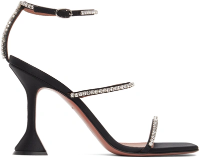 Amina Muaddi Gilda Swarovski Crystal-embellished Suede Sandals In Black