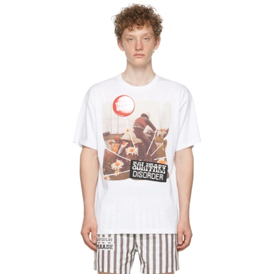 Raf Simons Mens White Solitary Disorder Graphic-print Cotton-jersey T-shirt M