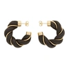 Bottega Veneta Brown & Gold Leather Twist Hoop Earrings