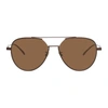 BOTTEGA VENETA BROWN METAL AVIATOR SUNGLASSES