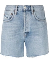 Agolde Riley Distressed-finish Jean Shorts In Blau