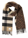 BURBERRY TB HALF MEGA - REVERSIBLE CASHMERE SCARF WITH TARTAN AND MONOGRAM PATTERN,8022409 A3426