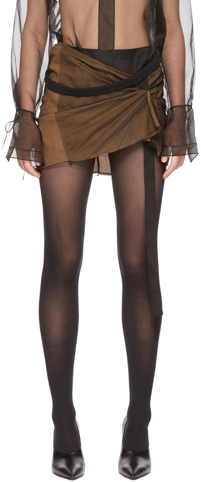 Nensi Dojaka Womens Brown Black High-waisted Crepe And Mesh Mini Skirt S