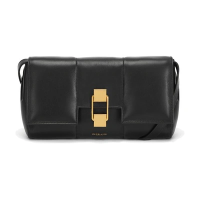 Demellier Alexandria Padded Leather Crossbody Bag In Black Smooth