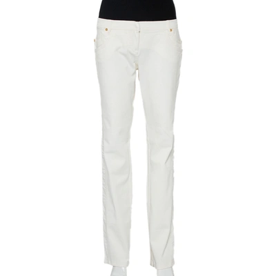 Pre-owned Roberto Cavalli White Denim Straight Leg Jeans Xl