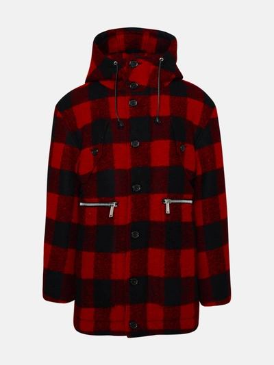 Dsquared2 Checked Single-breasted Coat In Black