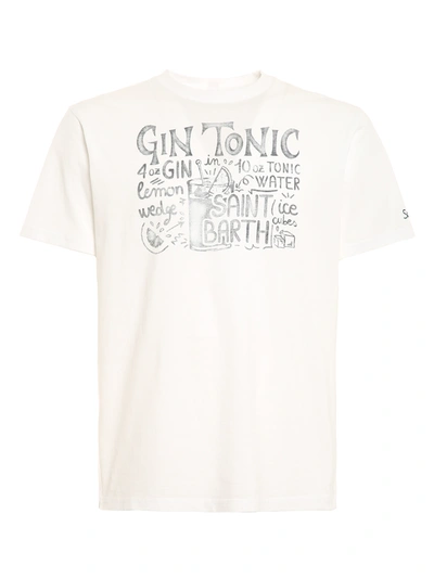 Mc2 Saint Barth Gin Tonic Print White Man T-shirt