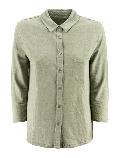 Majestic 3/4 Sleeve Shirt And Single Pocket In Green