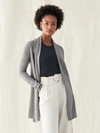 WHITE + WARREN ESSENTIAL CASHMERE TRAPEZE CARDIGAN SWEATER IN GREY HEATHER,11092-GREY-XS