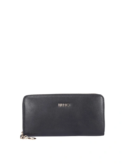 Liujo Pebbled Faux Leather Wallet In Black