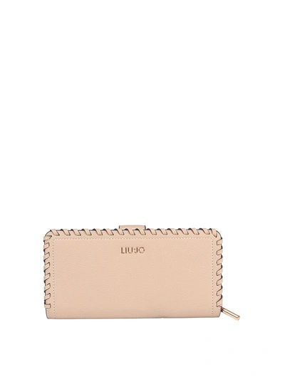 Liujo Woven Faux Leather Wallet In Beige