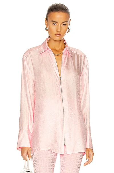 Givenchy Zip-front Jacquard Satin Shirt In Pink