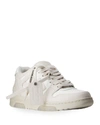 Off-white Ooo Logo-embroidered Leather Low-top Trainers In White Beige