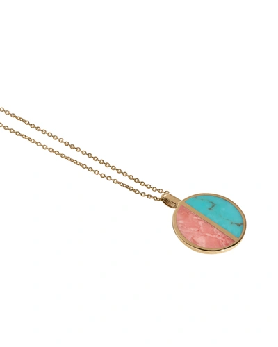 Pamela Love Half Moon Pendant Necklace, Pink Opal/turquoise
