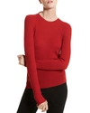 Michael Kors Ribbed Cashmere Knit Crewneck Sweater In Scarlet