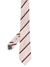 Brunello Cucinelli Beige & Burgundy Striped Tie In 中性色